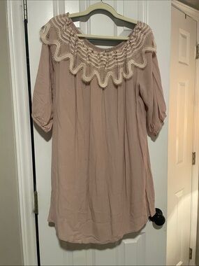 Women's Blush Pink Off-Shoulder Boho Top